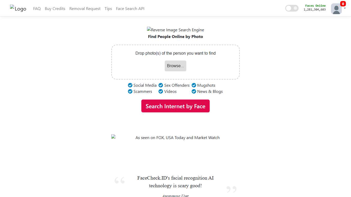 FaceCheck - Reverse Image Search - Face Recognition Search Engine